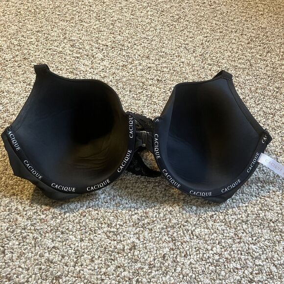 Cacique Womens Lightly Lined T-Shirt Bra Size 44DD Black Front Closure Lingerie - Picture 2 of 8